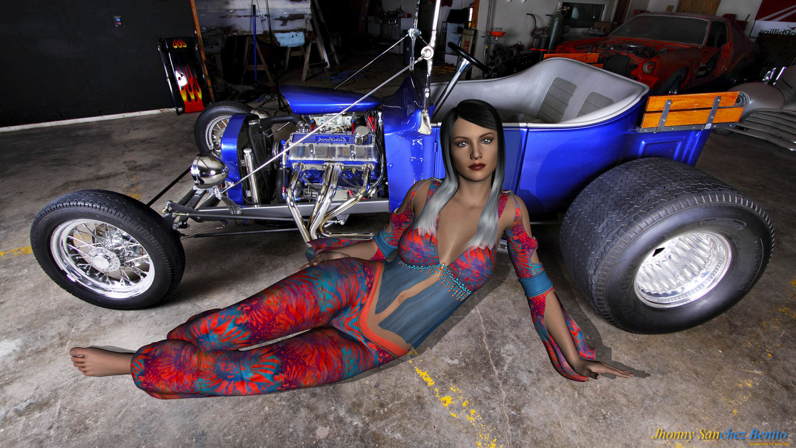 , 3d car&girl, , , , 